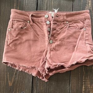 Altar’d State Dusty Pink Jean Shorts with Raw Hem